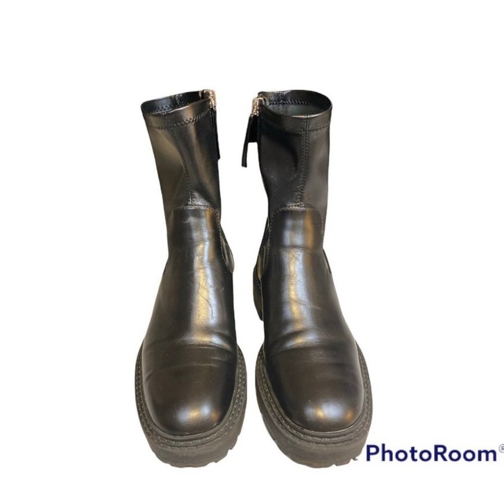 Zara Women’s Black Chunky Side Zip Mid Calf Boots